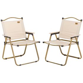 Folding Camping Chairs Set of 2 Lightweight Portable Armchairs for Outdoor Festivals Fishing Beach Khaki
