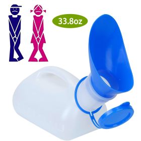 Unisex Potty Urinal Bottle 1000ML/33.8OZ Adult Emergency Urinal Device Portable Male Female Toilet w/ Lid Funnel For Car Camping Travel Hospital Outdo