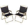 Folding Camping Chairs Set of 2 Lightweight Portable Armchairs for Outdoor Festivals Fishing Beach Black