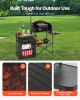 VEVOR Camping Kitchen Table, Outdoor Camp Cooking Table, Aluminum Portable Cook Station with Storage Cupboard, Carrying Bag, Detachable Windscreen