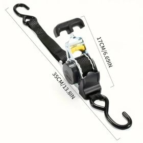 1pc Retractable Ratchet Strap, Self Retractable Tie Down Strap, 10ft Tensile Strength, 1500lbs Tensile Strength, Strong Black Heavy Duty Automati (Option: WhiteTshapedhandle)