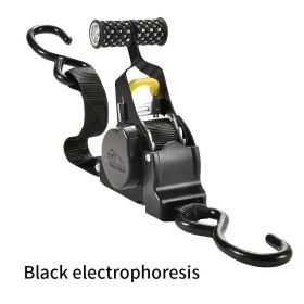 Automatic Ratchet Tension Belt Tensioner, Steel, Heavy Duty Harness For Luggage, Motorcycle And Cargo Holding, With Automatic Belt Recovery Funct (Option: Black)