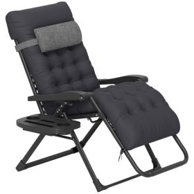 Padded Zero Gravity Chair, Folding Recliner Chair with Cup Holder Cushion, Black (Option: Black-1010x170x730 mm)